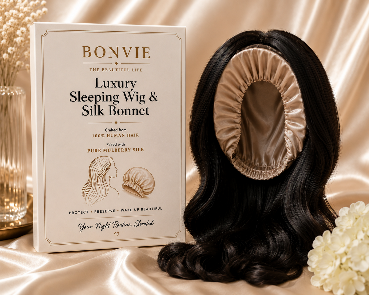 BONVIE Luxury Sleeping Wig and Silk Bonnet